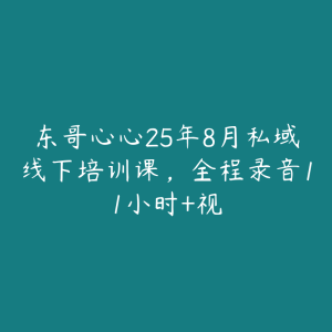 东哥心心25年8月私域线下培训课,全程录音11小时+视-51自学联盟