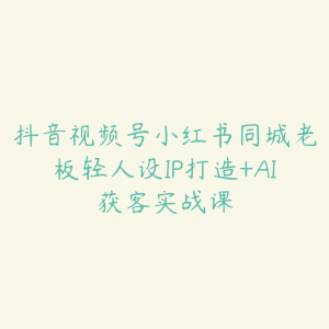 抖音视频号小红书同城老板轻人设IP打造+AI获客实战课-51自学联盟