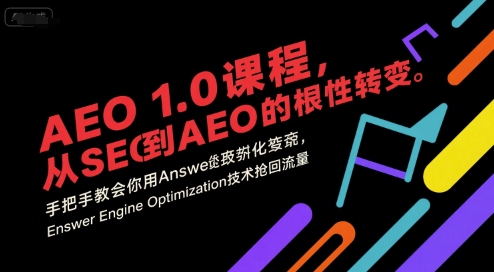 大卫AEO1.0课程，从SEO到AE0的基命性转变，手把手教会你用AnswerEngineOptimization技术抢回流量百度网盘下载
