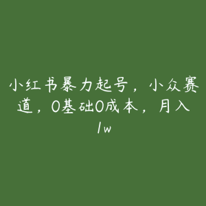 小红书暴力起号,小众赛道,0基础0成本,月入1w-51自学联盟