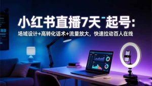 小红书直播7天起号：场域设计+高转化话术+流量放大，快速拉动百人在线-51自学联盟