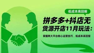 拼多多+抖店无货源开店11月玩法:掌握两大平台核心运营技巧,低成本高回报-51自学联盟