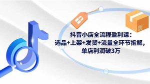 抖音小店全流程盈利课：选品+上架+发货+流量全环节拆解，单店利润破3万-51自学联盟