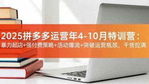2025拼多多运营年4-10月特训营：暴力起店+强付费策略+活动爆流+突破运营瓶颈，干货拉满-51自学联盟