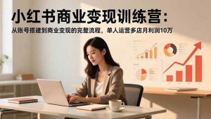 小红书商业变现训练营：从账号搭建到商业变现的完整流程，单人运营多店月利润10万-51自学联盟
