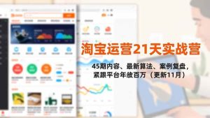 淘宝运营21天实战营，45期内容、最新算法、案例复盘，紧跟平台年入百万（更新11月）-51自学联盟