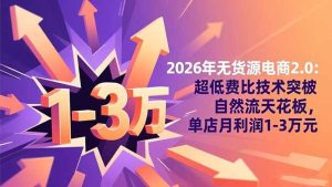 2026年无货源电商2.0:超低费比技术突破自然流天花板,单店月利润1-3万元-51自学联盟