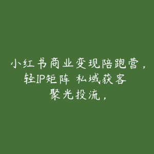小红书商业变现陪跑营,轻IP矩阵 私域获客 聚光投流,-51自学联盟