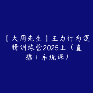 【大周先生】主力行为逻辑训练营2025上(直播+系统课)-51自学联盟
