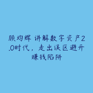 顾均辉 讲解数字资产2.0时代，走出误区避开赚钱陷阱-51自学联盟