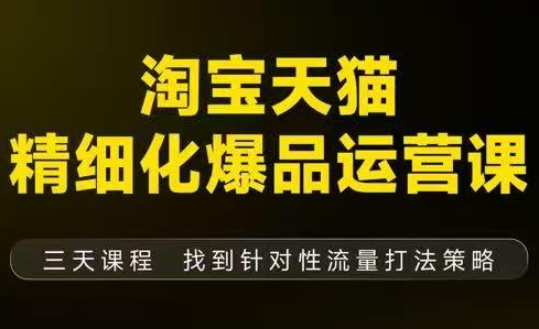 猫课子幽·淘宝天猫精细化爆品运营【音频+字幕+文档】（9月12-14杭州线下课）百度网盘下载