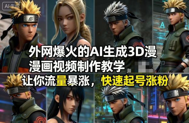 外网爆火的AI生成3D漫画视频制作教学，让你流量暴涨，快速起号涨粉！百度网盘下载