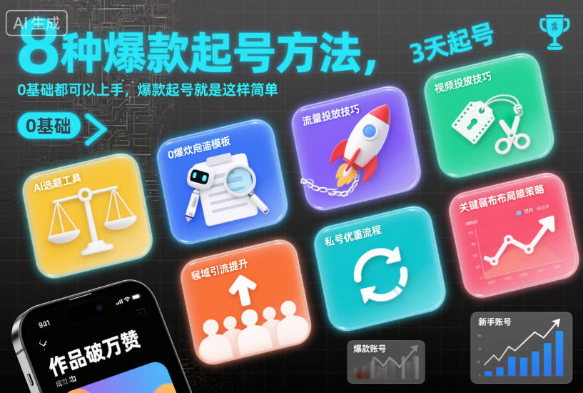 8种爆款起号方法，0基础都可以上手，爆款起号就是这样简单百度网盘下载