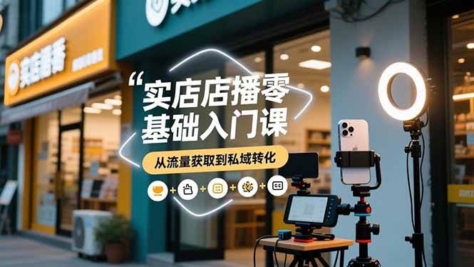 实体店播零基础入门课，实体店+短视频+直播+微信生态+私域社群，从流量获取到私域转化百度网盘下载