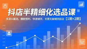 抖店半精细化选品课,多源头截流、爆款预判、快速铺货,无需无脑铺货起店【1期+2期】-51自学联盟
