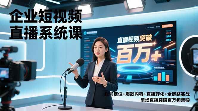 企业短视频直播系统课，账号定位+爆款内容+直播转化+全链路实战，单场直播突破百万销售额百度网盘下载