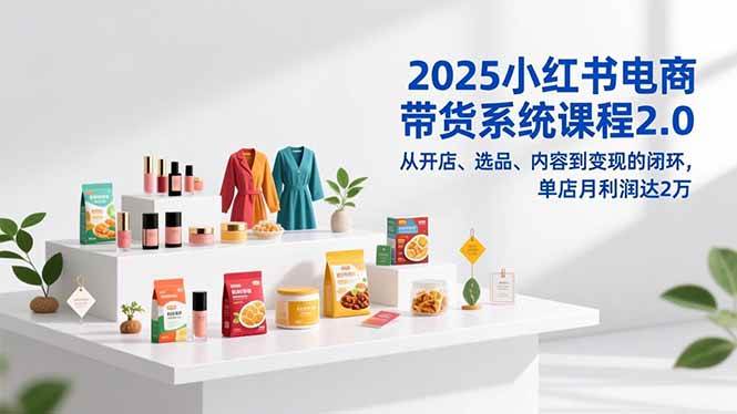 2025小红书电商带货系统课程2.0，从开店、选品、内容到变现的闭环，单店月利润达2万百度网盘下载