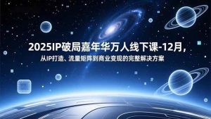 2025IP破局嘉年华万人线下课-12月，从IP打造、流量矩阵到商业变现的完整解决方案-51自学联盟