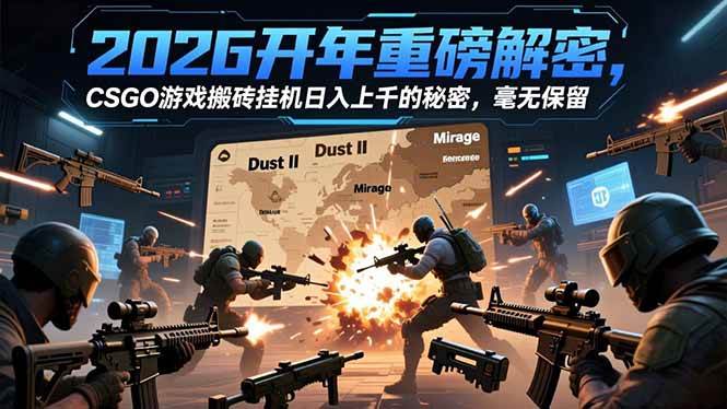 2026开年重磅解密，CSGO游戏搬砖挂机日入上千的秘密，毫无保留百度网盘下载