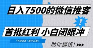 日入7500的微信推客，首批红利，自用省钱、分享赚钱，0门槛小白闭眼冲！-51自学联盟