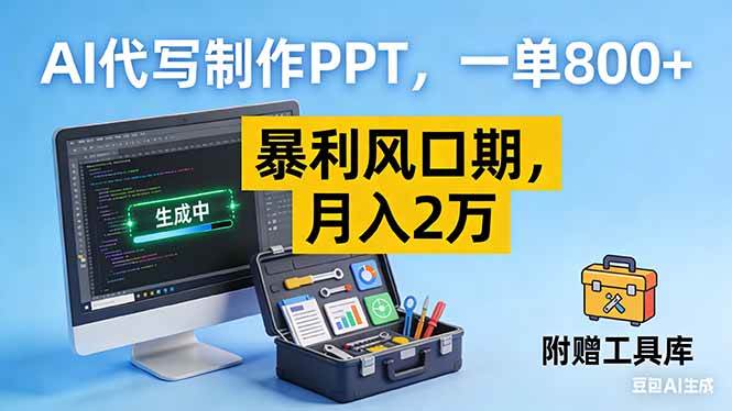 AI代写制作PPT，一单800+， 暴利风口期，月入2万【附工具】百度网盘下载