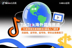 TikTok海外蓝海赛道，TK体育娱乐新闻解说0基础入门教学，流量稳，起号快，带你出海賺美刀-51自学联盟