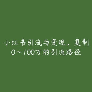 小红书引流与变现，复制0~100万的引流路径-51自学联盟