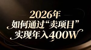 2026年如何通过“卖项目”实现年入百万-51自学联盟