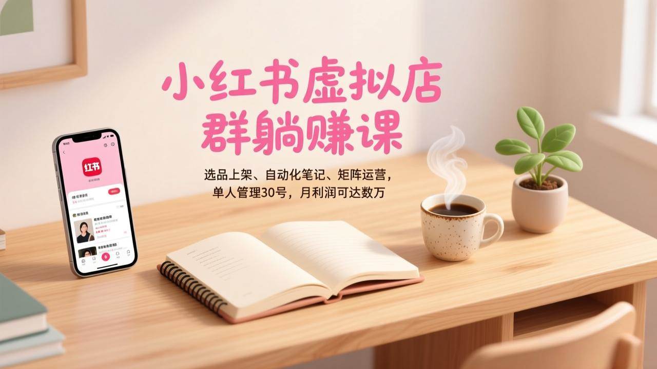 图片[1]-小红书虚拟店群躺赚课，选品上架、自动化笔记、矩阵运营，单人管理30号，月利润可达数万-资源基地