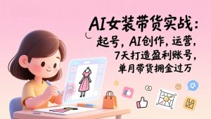 AI女装带货实战:起号,AI创作,运营,7天打造盈利账号,单月带货佣金过万-51自学联盟