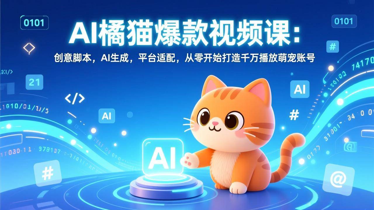 图片[1]-AI橘猫爆款视频课：创意脚本，AI生成，平台适配，从零开始打造千万播放萌宠账号-资源基<span class=