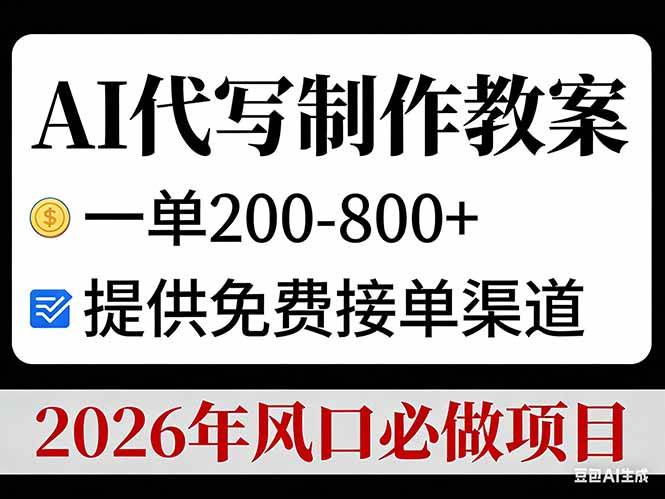 图片[1]-AI代写制作教案，一单200-800+，提供免费接单渠道，2026年风口必做项目-51自学联盟