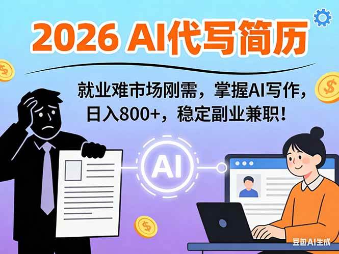 图片[1]-AI代写简历，超暴利，用万能模板月入1-3万实战教程，2026年市场刚需！-51自学联盟