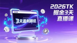 2026TK掘金直播课，起号涨粉+直播带货+商单变现+3天打通盈利路径，月入过万美金-51自学联盟