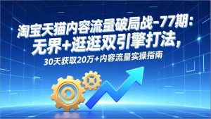淘宝天猫内容流量破局战-77期：无界+逛逛双引擎打法，30天获取20万+内容流量实操指南-51自学联盟