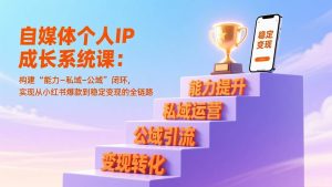 自媒体个人IP成长系统课：构建“能力-私域-公域”闭环，实现从小红书爆款到稳定变现的全链路-51自学联盟