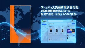 Shopify爆款打法实战:从选品到广告投放,复制爆款模型,驱动独立站月销售额破万刀-51自学联盟