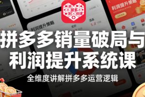 拼多多销量破局与利润提升系统课，全维度讲解拼多多运营逻辑-51自学联盟