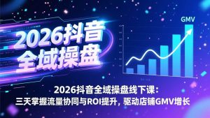 2026抖音全域操盘线下课:三天掌握流量协同与ROI提升,驱动店铺GMV增长-51自学联盟