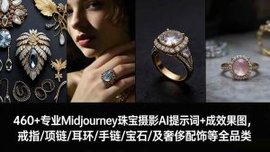 460+专业Midjourney珠宝摄影AI提示词+成效果图，戒指/项链/耳环/手链/宝石/及奢侈配饰等全品类-51自学联盟