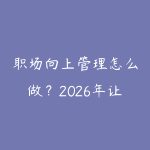 职场向上管理怎么做？2026年让领导信任你的沟通方法和晋升策略-51自学联盟