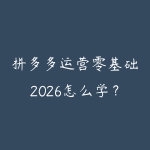 拼多多运营零基础2026怎么学？从起店选品到爆品复盘的课程指南-51自学联盟