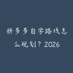 拼多多自学路线怎么规划？2026年新手少走弯路的课程指南-51自学联盟