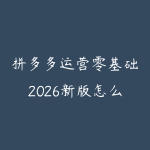 拼多多运营零基础2026新版怎么学?从起店选品到爆品复盘的课程指南-51自学联盟