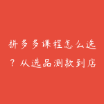 拼多多课程怎么选?从选品测款到店铺利润复盘指南-51自学联盟