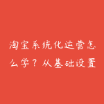 淘宝系统化运营怎么学？从基础设置到活动增长的课程指南-51自学联盟